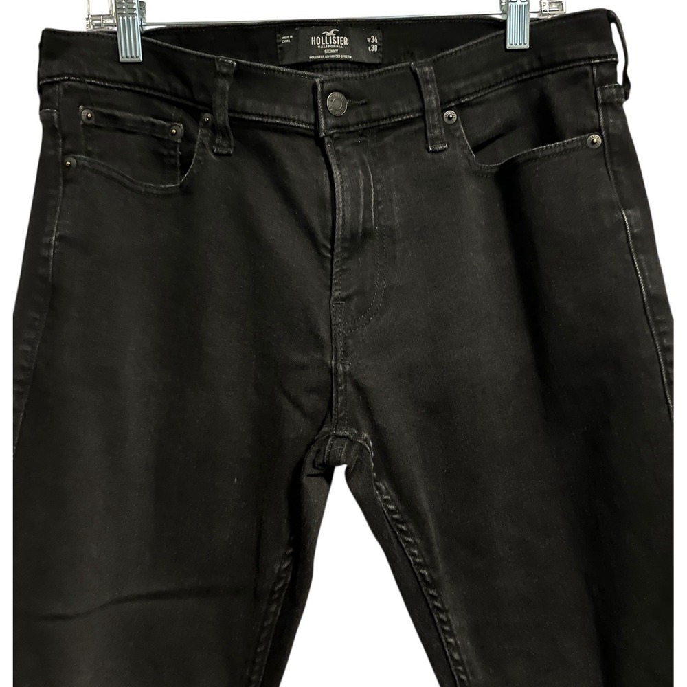 Hollister 34X30 Jeans Men's Skinny Black Denim Stretch‎ - Picture 2 of 8